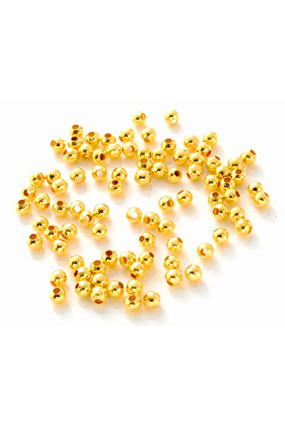Selderesi 250 Adet 3mm Ara Durak Sarı Renk Metal Boncuk