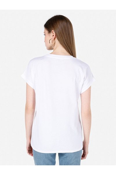 Colin's Tricou alb de damă cu mânecă scurtă