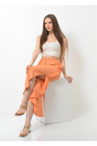 Nuseel بنطلون شالوار نسائي بفتحة جانبية لون برتقالي