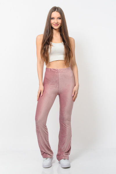 Nuseel Kadın Fitilli Kadife Ispanyol Paça Pantolon Pudra Rengi