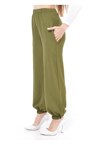 Nuseel Γυναικείο παντελόνι με ελαστική μέση χακί