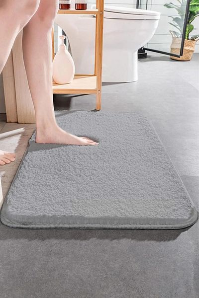 ALgorand Home Washable Non-Slip Base Plush Soft 40x60 Gray Bath Mat