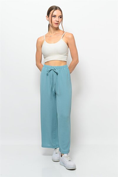 Nuseel بنطلون نسائي من قماش Aerobin Palazzo باللون الفيروزي