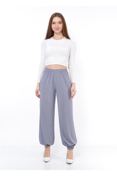 Nuseel بنطلون شالوار نسائي بخصر مطاطي باللون الرمادي