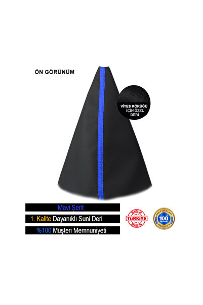 AutoAll Skoda Super B Black Leather Special Design Blue Stripe Sports Stitching Gear Shift Gaiter