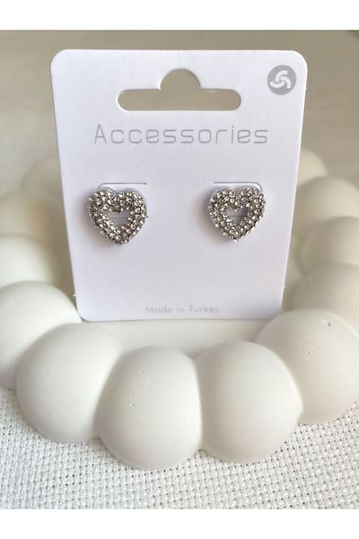 DEMOKAN Women's Earrings Heart Earrings with Stones