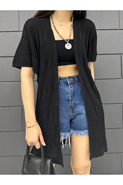 LE CARAMBOLE Women's Black Summer Knitwear Cardigan