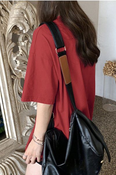 MODAGEN Uniszex Red Crew Neck Thousand Nyomtatott Oversize póló