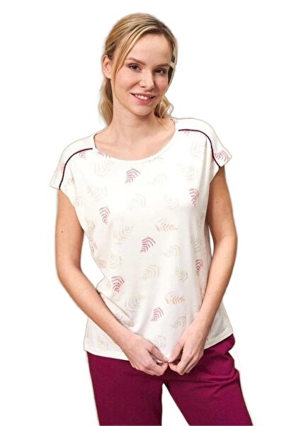 PJS Жіночий бордовий комплект піжами 25145