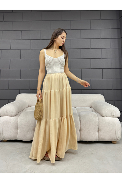 LE CARAMBOLE Γυναικείο Κρεμ Καλοκαιρινό Φόρεμα