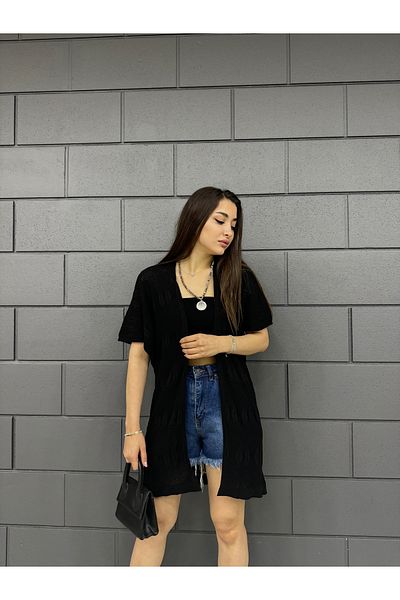 LE CARAMBOLE Cardigan negru de vară pentru femei