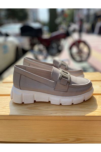 Mammamia D24YA-3430 Pantofi lofer de 4 cm pentru femei cu cataramă și căptușeală