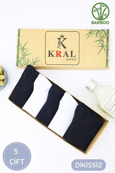 KRAL SOCKS Ανδρικές κάλτσες μπαμπού Μποτάκια με απλό σχέδιο (5 ΖΕΥΓΑ ΚΟΥΤΙ) Άνευ ραφής υφαντές αρωματικές κοντές κάλτσες