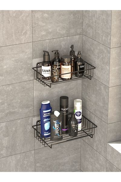 LIUWA Decorative Multi-Purpose 2-Piece Bathroom Metal Organizer Shelf (DA)