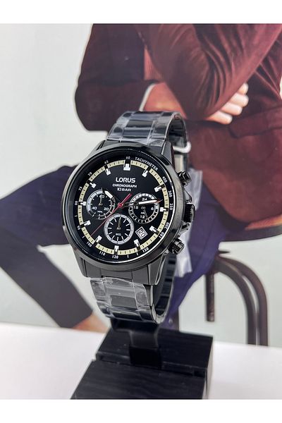 Lorus 10 ATM Waterproof Black Sports Wristwatch - 2 Years Warranty
