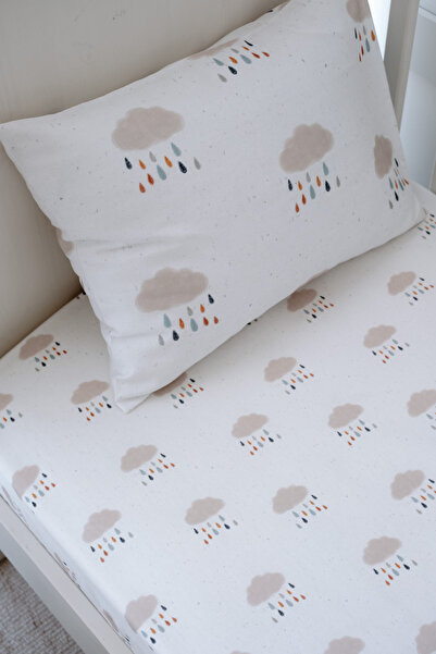 NOU Rain Cloudy Organic Single Fitted Sheet Set - Rain Clouds