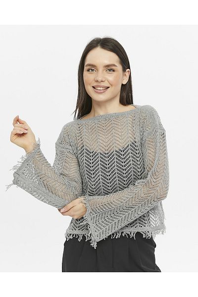 KNİTİCAL TEKSTİL Κρεμ μπλούζα με φούντες Bolero Watashi Πλεκτά πλεκτά