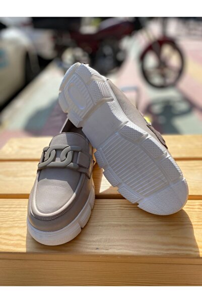 Mammamia D24YA-3430 ÖNÜ TOKALI 4CM DOLGU TABAN LOAFER AYAKKABI KADIN