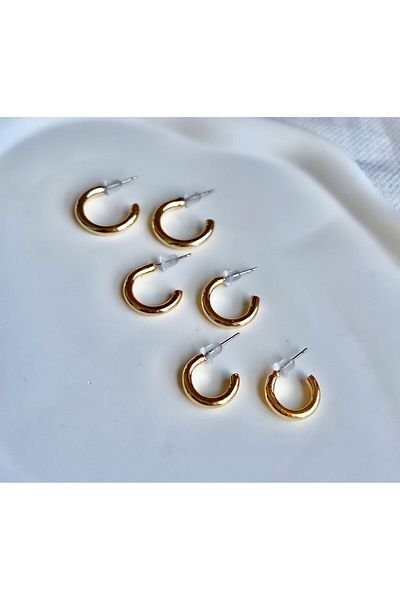 DEMOKAN Women's Earrings 6-Piece Cut Pipe Earrings