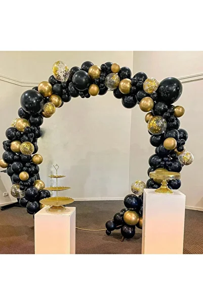 aşkın concept Chrome Gold Black Balloon - 30 Pieces Set
