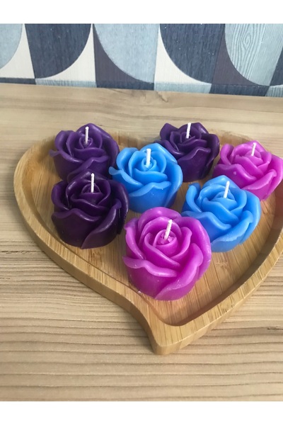 BlueDaisyCandle rengarenk gül 9 Adet   Düğün, Nişan, Nikah, Kına, Sünnet, Doğ...