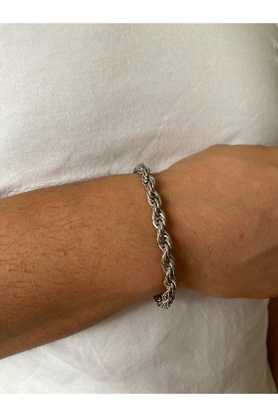Opia JEWELRY سوار رجالي من الفولاذ الفضي