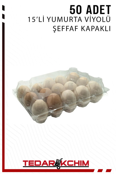 Koza End Plastik Yumurta Viyolü 15'li Şeffaf Sızdırmaz Kapaklı (50 Adet)