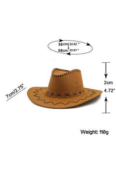 Trenderrs Pălărie de cowboy din nubuc unisex