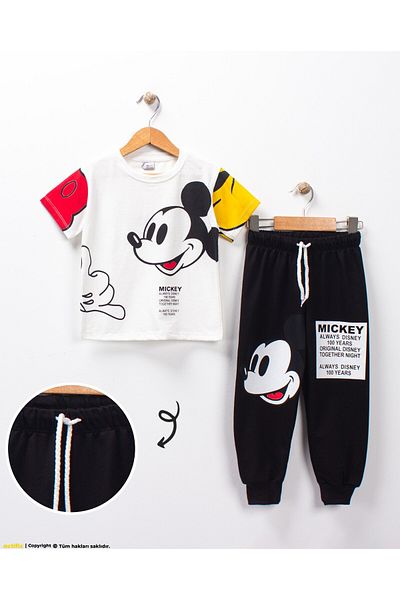 BUUFUU Set unisex din bumbac imprimat Mickey - Set de sus și de jos