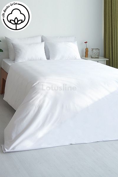 Lotusline HOME Λευκό Πολυτελές Βαμβακερό Παπλωματοθήκη Μονό - 160*220
