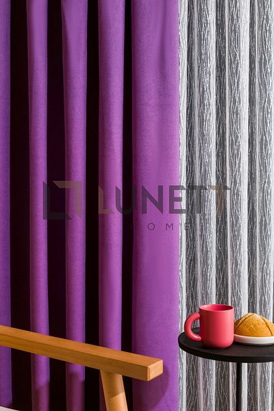 LUNETT HOME READY TO USE PURPLE THICK PLEATED 1X3 PHONE CURTAIN SINGLE WING 9203