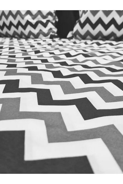 Lotusline Set de husă de pilota unică din bumbac cu model în zig-zag