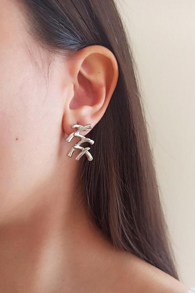 By Zeyna Aksesuar Women's Special Design 4 cm Earrings 0025
