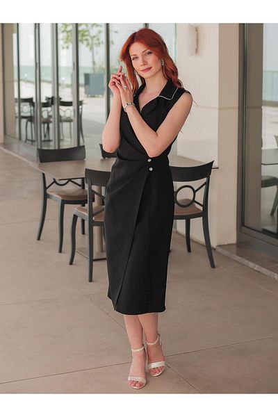 SpringStore Rochie de seara scurta cu nasturi negre