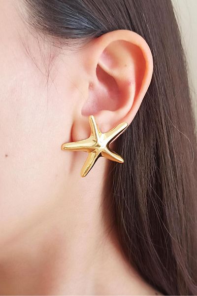 By Zeyna Aksesuar Women's Special Design Starfish Model Earrings 001