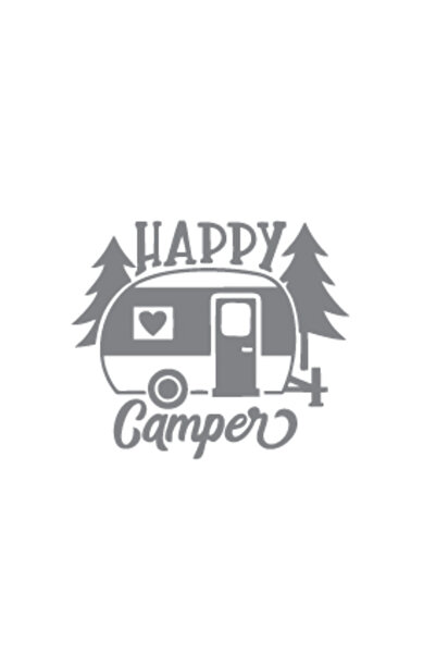 Reysa Tasarım قافلة التخييم Happy Camper باللون الرمادي - 17x17 سم