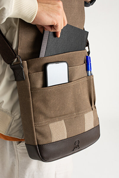 By Hakan Mega 417 UNISEX Canvas Messenger Bag Sling Bag Shoulder Bag SOIL-BROWN