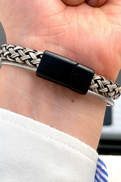 TAKIPORT 2-Piece Braid Detail Luxury Men's Bracelet