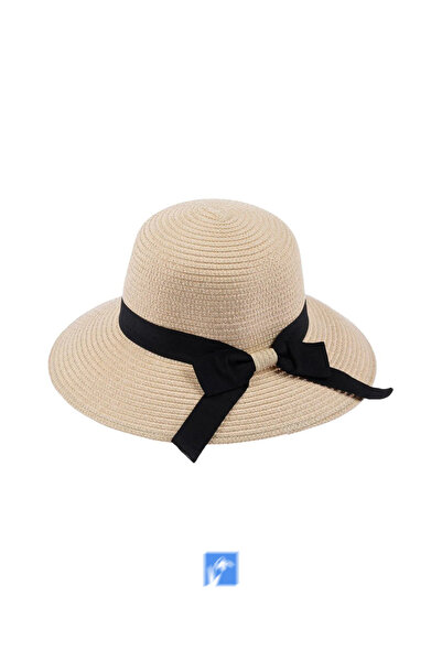 Kardelen Butik Denizli قبعة شاطئ فاخرة من القش (57-58 سم)
