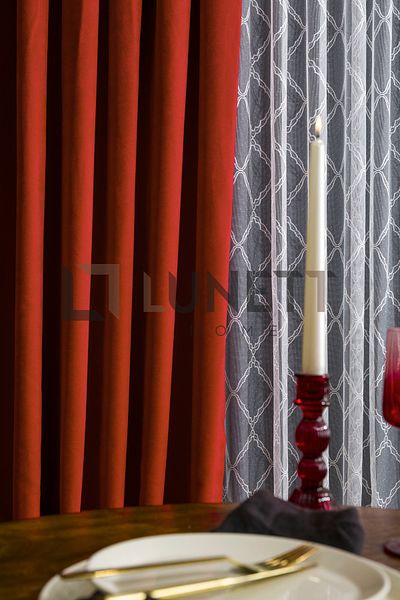 LUNETT HOME READY TO USE TILE COLOR PLEATLESS EXTRAFORCED FLAT SEWING PHONE CURTAIN SINGLE WING 12486