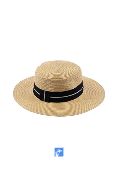 Kardelen Butik Denizli Pălărie de plajă de lux din paie (57-58 cm)