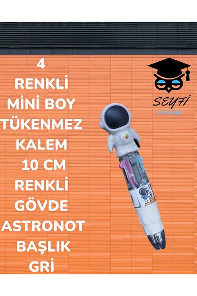 SEYFİKİRTASİYE 4 COLOR MINI SIZE BALLPOINT PEN 10 CM COLORED BODY ASTRONAUT HEAD