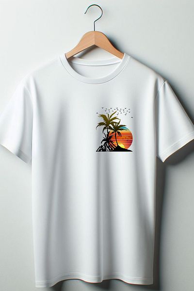 Vordevia Tricou alb oversize cu imprimeu cu palmier