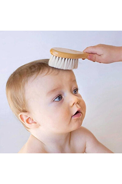 CNGZSHOP %100 Doğal Keçi Kılı Bebek Saç Fırçası Keçi Kılı Bebek Tarağı Yeni Doğanlar Çocuk Tarak