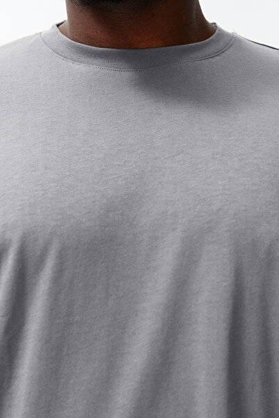 Trendyol Collection Gray Oversize Large Size Cotton T-Shirt - Tmnss23Ts00139