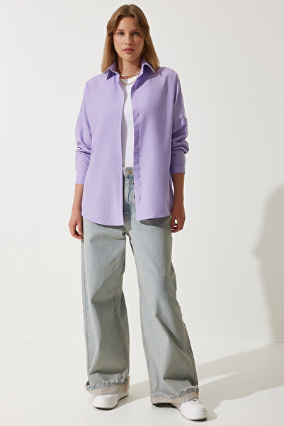 Happiness İstanbul Női lila Oversize hosszú Basic ing DD00842