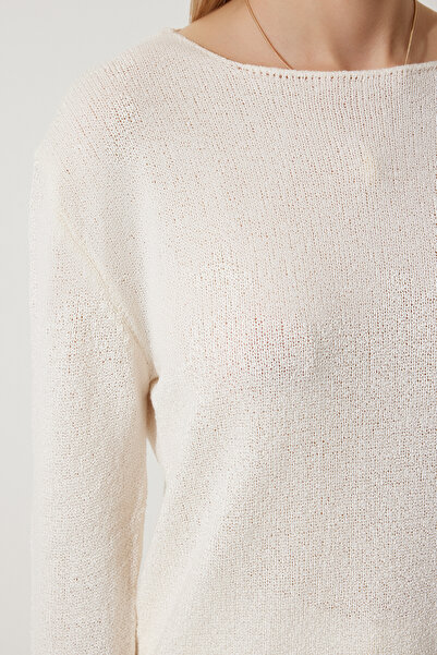 Happiness İstanbul Dámská pletená halenka - Bone Mercerized YY00211