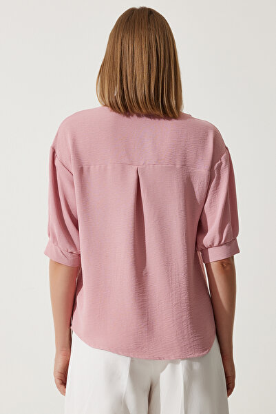 Happiness İstanbul Γυναικείο λινό πουκάμισο Ayrobin με ροζ μπαλόνι DD01321