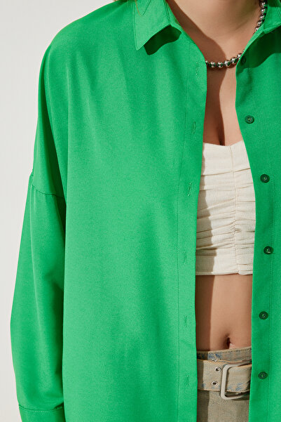 Happiness İstanbul Női sötétzöld Oversize hosszú alaping DD00842