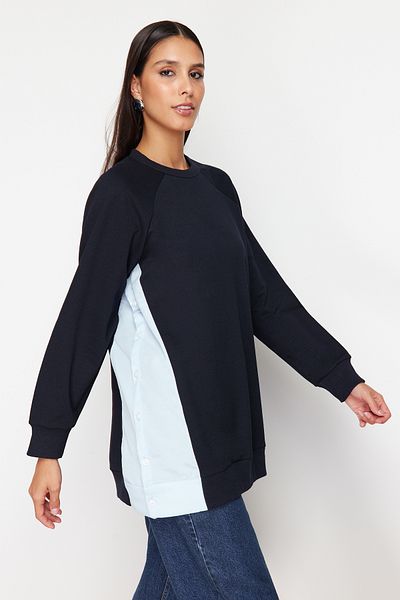 Trendyol Modest Navy Blue Oversize Knitted Tunic - Woven Piece, TCTSS23UK00092